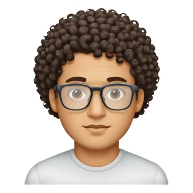 Un homme métisse au cheveux bouclé avec des lunettes rectangle transparent  sticker