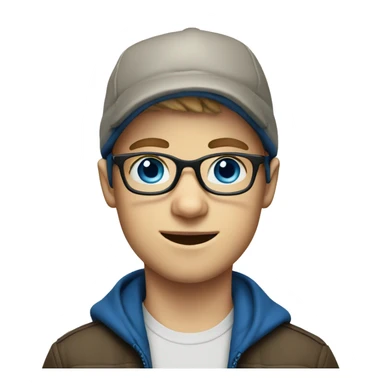 White Boy wit hat with blue eyes and glasses sticker