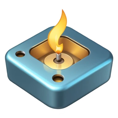 A small glowing spark inside a play button sticker