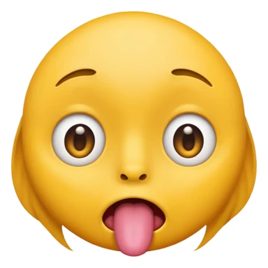 ios face emoji with both pupils at the center of the eye as if looking at the nose with tounge out sticker