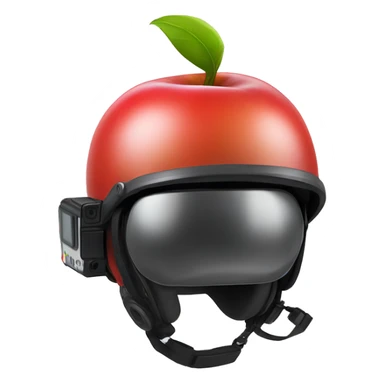 Apple smiley face with helmet that has a gopro sticker
