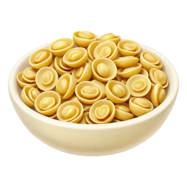 realistic orecchiette pasta in a bowl, shiny highlights, soft shadows sticker