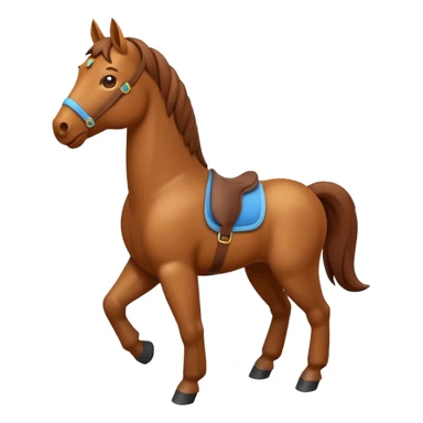 horse standing, isometric, cheerful emoji expression sticker