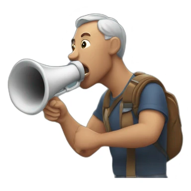 the man who blows the horn against the background of the mountains sticker