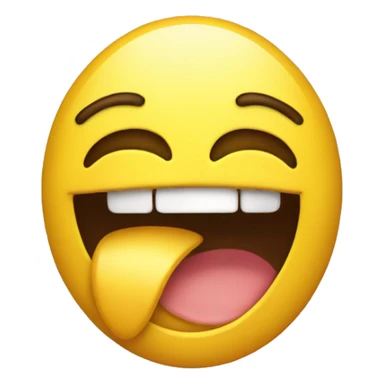 Yellow emoji with mouth doing an open mouthed upside down smile with squinted eyes sticker