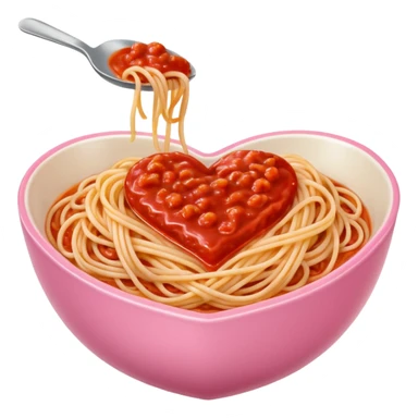 Spaghetti in heartshaped pink bowl sticker