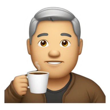 big fat asian man with coffee sticker