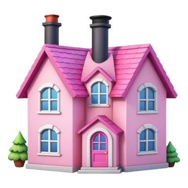 Pretty pink cartoon house sticker
