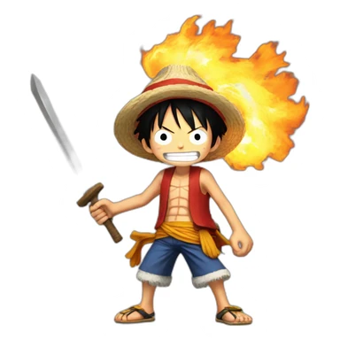 luffy with fire power sticker