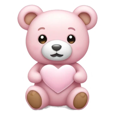 Light pink teddy bear with white heart sticker