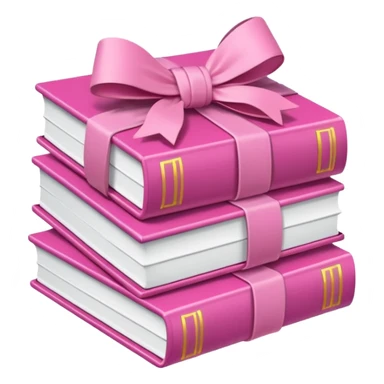 Pink Books stacked up and tied together by a white bow sticker