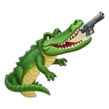 Crocodile with gun  sticker