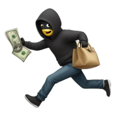robber running with a bag of money  sticker