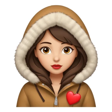 A girl with olive skin tone, brown eyes, brunette,  heart shaped lips and almond shaped eyes born in December loves winter sticker