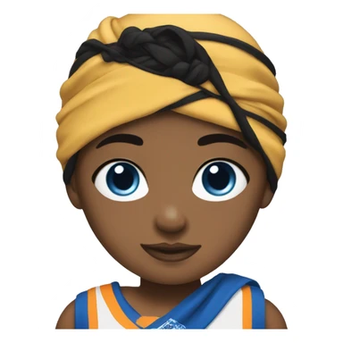 girl with black hair, bandana, and blue eyes, and jersey on sticker