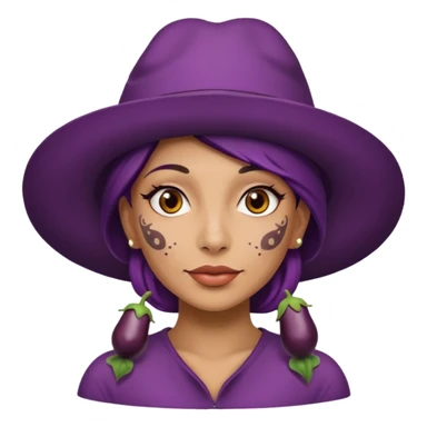 eggplant with woman hat  and face tattoed  sticker