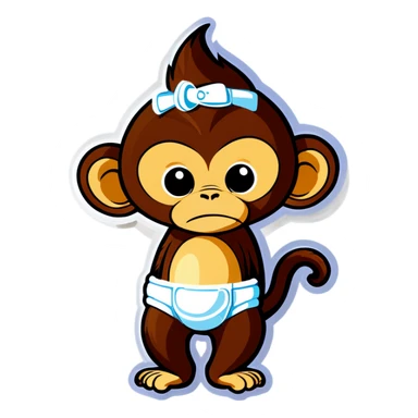 Monkey wearing diapers sticker