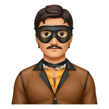 pedro pascal with leather eye mask and leather halter neck blouse sticker