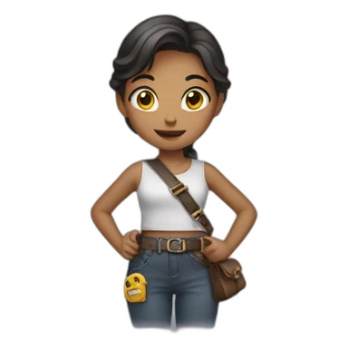 girl holding a belt in her hand sticker