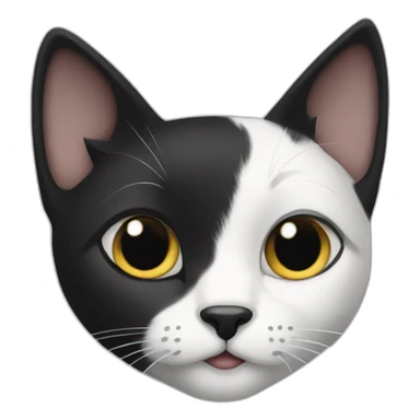 Black and white cat with black nose sticker