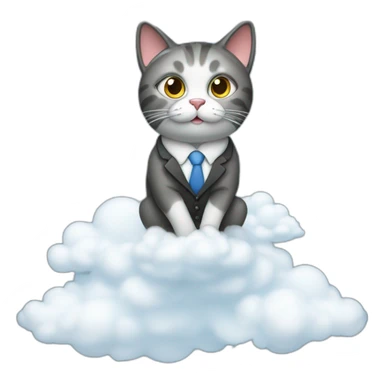 cat secretary sitting on top of the cloud sticker