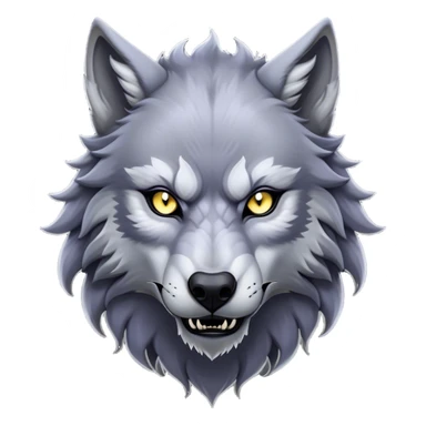 Cinematic Noble Werewolf Portrait Emoji, Formidable and majestic, with a powerful lupine silhouette in moonlit grays and silvers, featuring piercing, wise eyes and a dignified snarl that hints at untamed strength, simplified yet intricately detailed, glowing with a soft, lunar outline that encapsulates the noble duality of feral instinct and loyal guardianship! sticker