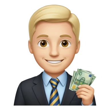 AN UNCLE with a tie in business clothes and with euro money
 sticker