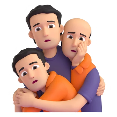 man with anxious attachment style clinging desperately to partner with worried expression and fear of abandonment sticker