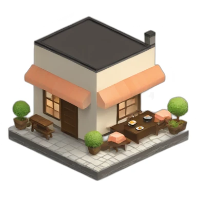 Sushi house isometric sticker