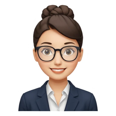 Office Worker – sleek high bun, square glasses, wearing blazer.













































 sticker