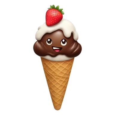 Chocolate ice cream with strawberries sticker