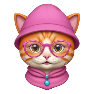 orange alien cat with pink hat  and spectacles sticker