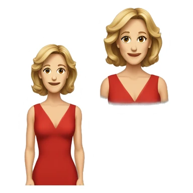 Felicity Huffman in red dress sticker