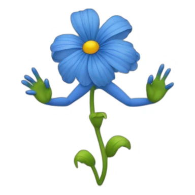 flower head blue body two arms two legs dancing sticker