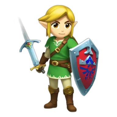 Zelda link standing with sword and shield sticker