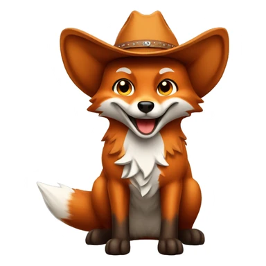 Smiling Fox with a cowboy hat sticker