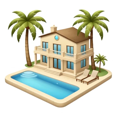 elite light beige villa with palm trees and swimming pool sticker