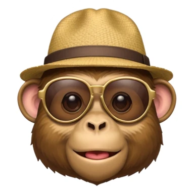 Monkey with subglasses and a hat backwards sticker