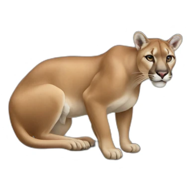 Cougar sitting on a navy blue cow sticker