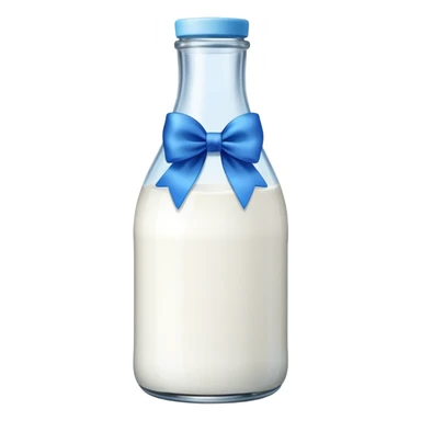 milk bottle with blue bow sticker