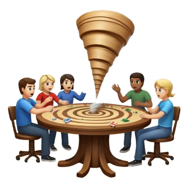 tornado carrying people at a game table sticker