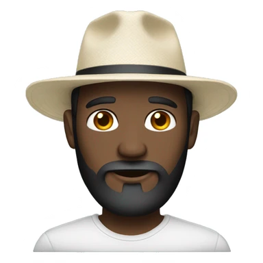  white  man black eyes with black beard wearing panama hat sticker