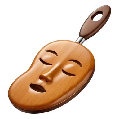 wood face gua sha tool, shiny finish, minimal details, no text sticker