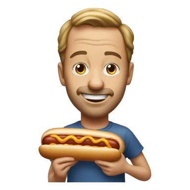 realistic portrait of a man eating a hotdog sticker