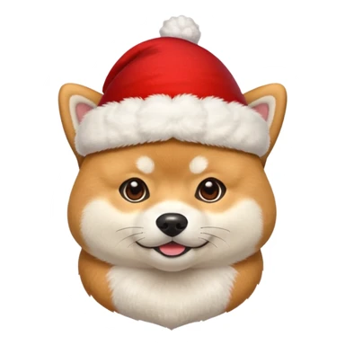 Shiba inu gif portant un chapeau de noel avec un pompon blanc qui bouge sticker