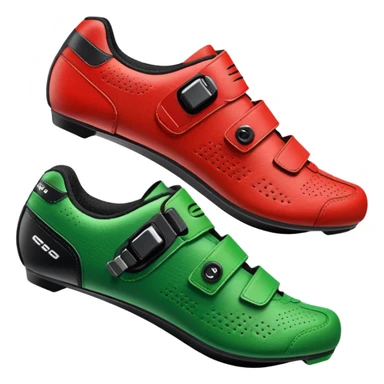 indoor cycling shoe, both of them with christmas color sticker
