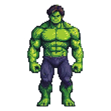 Bruce Banner transforming into Hulk sequence, 8-bit style sticker