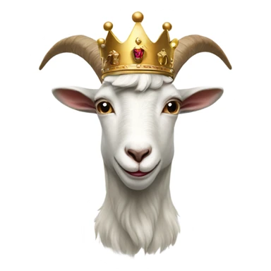 Goat wearing a royal crown and white tshirt sticker