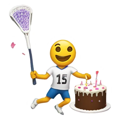 Lacrosse throwing a birthday cake sticker
