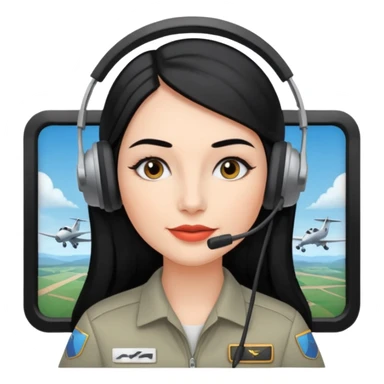 Femme cheveux long noir travaille dans le domaine de l'aéronautique sourcils fournis makeup clean sticker